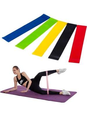 5li Egzersiz Direnç Bant Seti Pilates Crossfit Ekipmanları