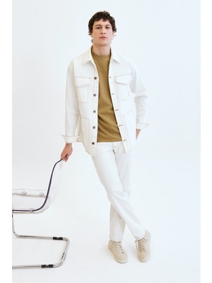 Jake Loose Tapered Fit Ekru Erkek Jean Pantolon