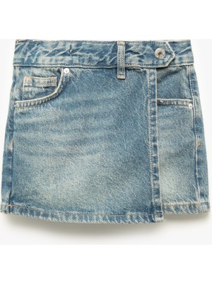 Koton Cep Detaylı Pamuklu Denim Şort Etek