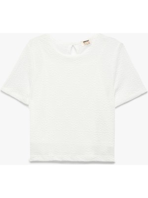 Koton Astarlı Dokulu Kısa Kollu Bisiklet Yaka Bluz