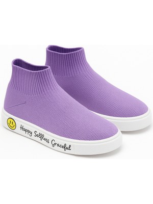 Katia & Bony Çocuk Gülen Yüz Tabanlı Çorap Ayakkabı Lila
