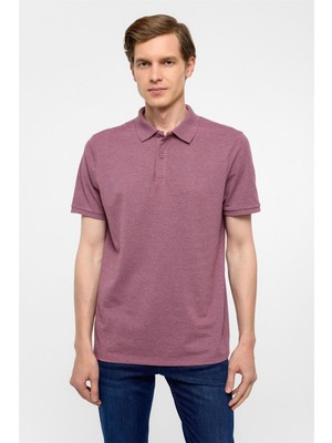 Süvari Koyu Bordo Regular Armürlü Polo Yaka Tişört