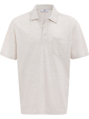 Süvari Ekru Regular Armürlü Polo Yaka Tişört