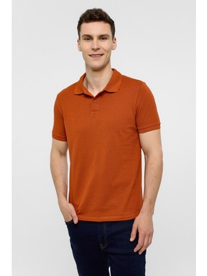 Süvari Kiremit Slim Düz Polo Yaka Tişört