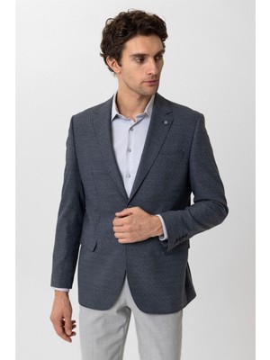 Parlament Mavi Regular Fit Armürlü Mono Yaka 6 Drop Ceket