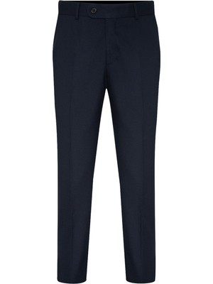 Süvari Slim Fit Düz Pantolon Erkekler İçin Lacivert Polyester Kumaşla Günlük Kullanım