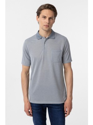 Süvari Gri Regular Armürlü Polo Yaka Tişört