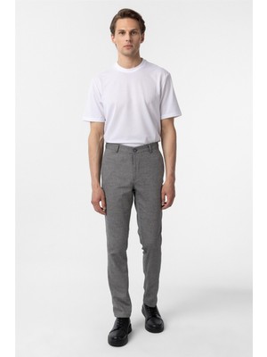 Siyah Regular Armürlü Kanvas Pantolon