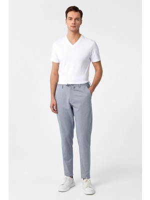 Buz Mavi Slim Fit Armürlü Jogger Pantolon