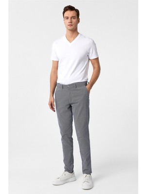 Süvari Lacivert Slim Fit Armürlü Pantolon Erkek Casual Pamuk Elastan Kumaş 2 Cep