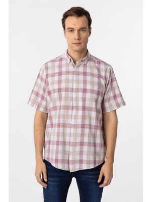 Sütlü Kahve Regular Fit Düz Düğmeli Yaka Kısa Kollu Gömlek