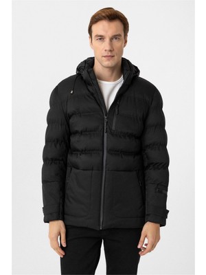 Siyah Slim Kapitone Mont