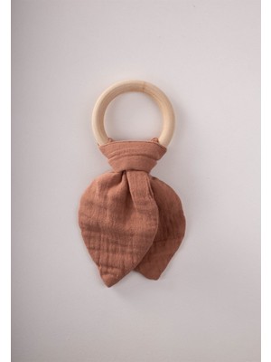 Ahşap Müslin Kumaştan Diş Kaşıyıcı Açık Kahve