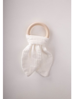 Ahşap Müslin Kumaştan Diş Kaşıyıcı Ekru