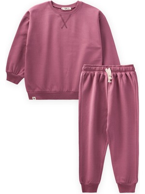Cigit Basic Karyoka Detaylı Sweatshirt Takım Leylak