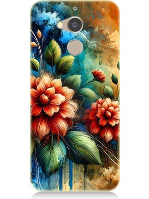 General Mobile Gm8 Uyumlu Kırmızı Çiçek ve Tomurcuklar  Desenli Silikon Kılıf