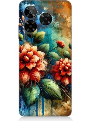 General Mobile Era 50 Uyumlu Kırmızı Çiçek ve Tomurcuklar  Desenli Silikon Kılıf