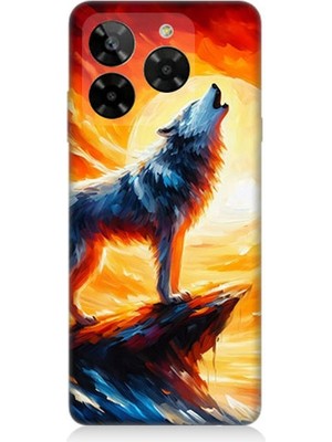 General Mobile Era 50 Uyumlu Kayalıkta Uluyan Kurt Yalnızlığı  Desenli Silikon Kılıf