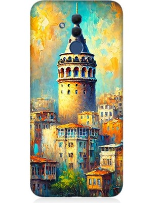 Huawei Mate 20 Lite Uyumlu Galata’da Renkli Işıklar  Desenli Silikon Kılıf