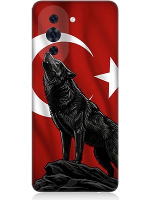 Huawei Nova 10 Pro Uyumlu Ay Yıldızlı Uluyan Kurt  Desenli Silikon Kılıf