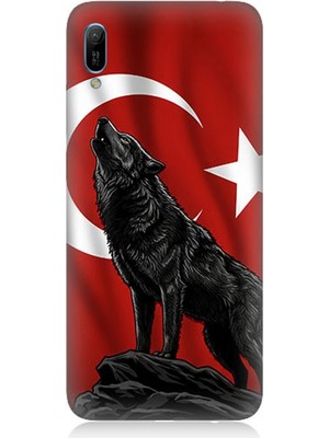 Huawei Y6 2019 Uyumlu Ay Yıldızlı Uluyan Kurt  Desenli Silikon Kılıf