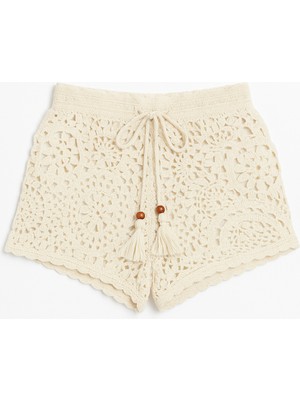 Kadın Örgü Şort Ekru