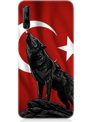 Huawei P Smart Pro Uyumlu Ay Yıldızlı Uluyan Kurt  Desenli Silikon Kılıf