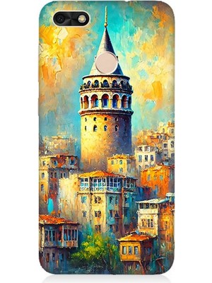 Huawei P9 Lite Mini Uyumlu Galata’da Renkli Işıklar  Desenli Silikon Kılıf