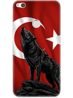 Huawei P9 Lite 2017 Uyumlu Ay Yıldızlı Uluyan Kurt  Desenli Silikon Kılıf