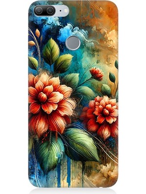 Huawei Honor 9 Lite Uyumlu Kırmızı Çiçek ve Tomurcuklar  Desenli Silikon Kılıf