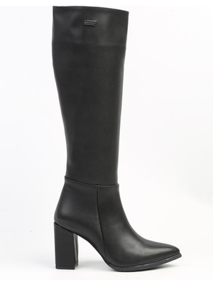 Pierre Cardin® | PC-52427-3076 Siyah Cilt - Kadın Topuklu Çizme