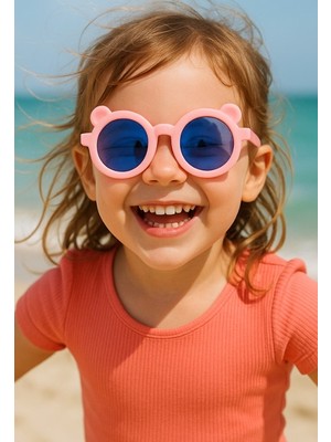 Kids Güneş Gözlüğü Pembe Ayıcık Çerçeve Uv 400 Korumalı Ce Belgeli Çocuk Güneş Gözlüğü