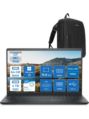 Dell Inspiron 15 3530 Intel Core I7-1355U 64GB 4tb SSD 15.6 Inç Full Hd  WIN11PRO Laptop ZI35301103P25+ZETTAÇANTA