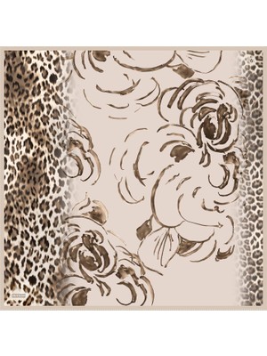 Armine Leopar Desenli Saf İpek Sura Eşarp 9355D 04