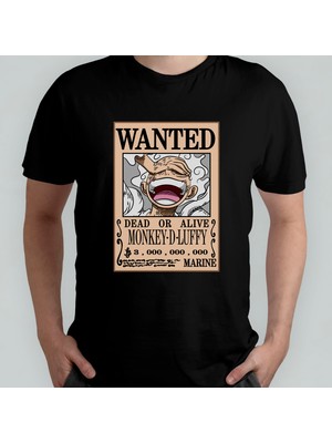 Pixxa One Piece Luffy Gear 5 Wanted Unisex %100 Pamuklu Bisiklet Yaka T-Shirt