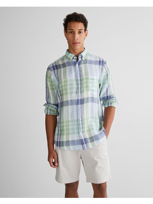 Gant Erkek Yeşil Regular Fit Düğmeli Yaka Kareli Gömlek 3250074.362
