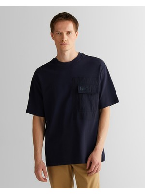 Gant Erkek Lacivert Relaxed Fit Bisiklet Yaka Logolu T-Shirt 2325137T.433