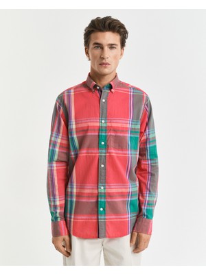 Gant Erkek Kırmızı Regular Fit Düğmeli Yaka Kareli Gömlek 3250067.648