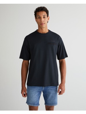 Gant Erkek Siyah Relaxed Fit Bisiklet Yaka Logolu T-Shirt 2325136T.5