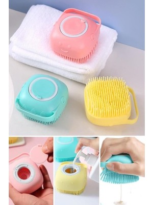 abnturk Yumuşak Dokuya Sahip Şampuan Hazneli Banyo Lifi Banyo Kesesi Sırt Kesesi Hazneli Silikon Kese Lif