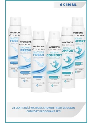 Watsons Shower Fresh 150 Ml X3  Ve Ocean Comfort 150 Ml X3 Deodorant Seti