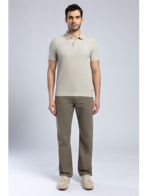 Lee Cooper Ricky Erkek Hıgh Rıse Straıght Rahat Kesim Yüksek Bel Dokuma Pantolon Düz Paça Kahverengi
