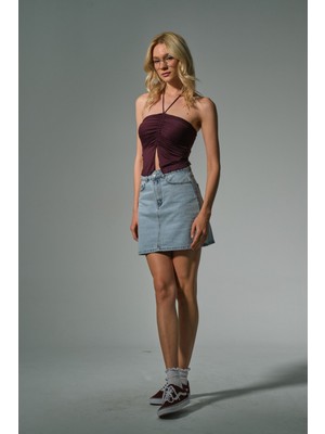 %100 Pamuk 5 Cep Denim Kot Kadın Jean Mini Etek
