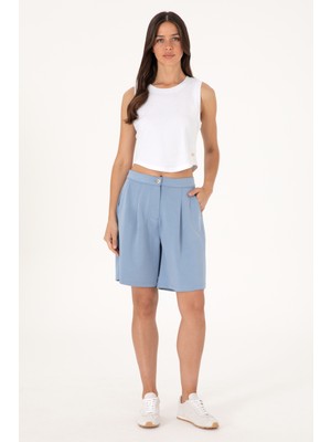 U.S. Polo Assn. Kadın Mavi Modal Karışımlı Örme Şort 50299870-VR036