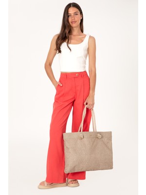 U.S. Polo Assn. Kadın Bej Hasır Kol Çantası 50311466-VR011