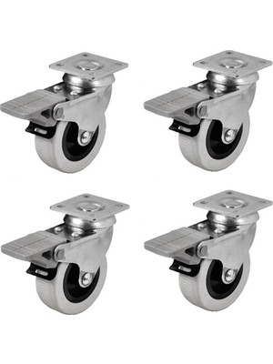 Hts 254- Döner Tablalı Frenli Mobilya Tekeri Çap : 52 mm 4 Ad.