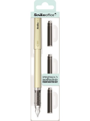 Scrikss Primeo Dolmakalem M Uç Gri Blisterli Set (3'lü Mavi Kartuş)