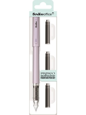 Scrikss Primeo Dolmakalem M Uç Gri Blisterli Set (3'lü Mavi Kartuş)