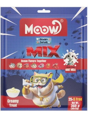 Moow Karışık 7 Lezzetli Okyanus Serisi Keçi Sütlü 12GR x 30' Lu Kedi Krema Ödülü