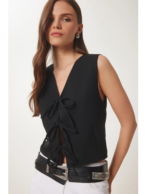 Fiyonk Bağlamalı Dokuma Yelek, Pamuklu Yazlık